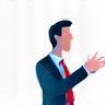Stylized icon representing public speaking or communication